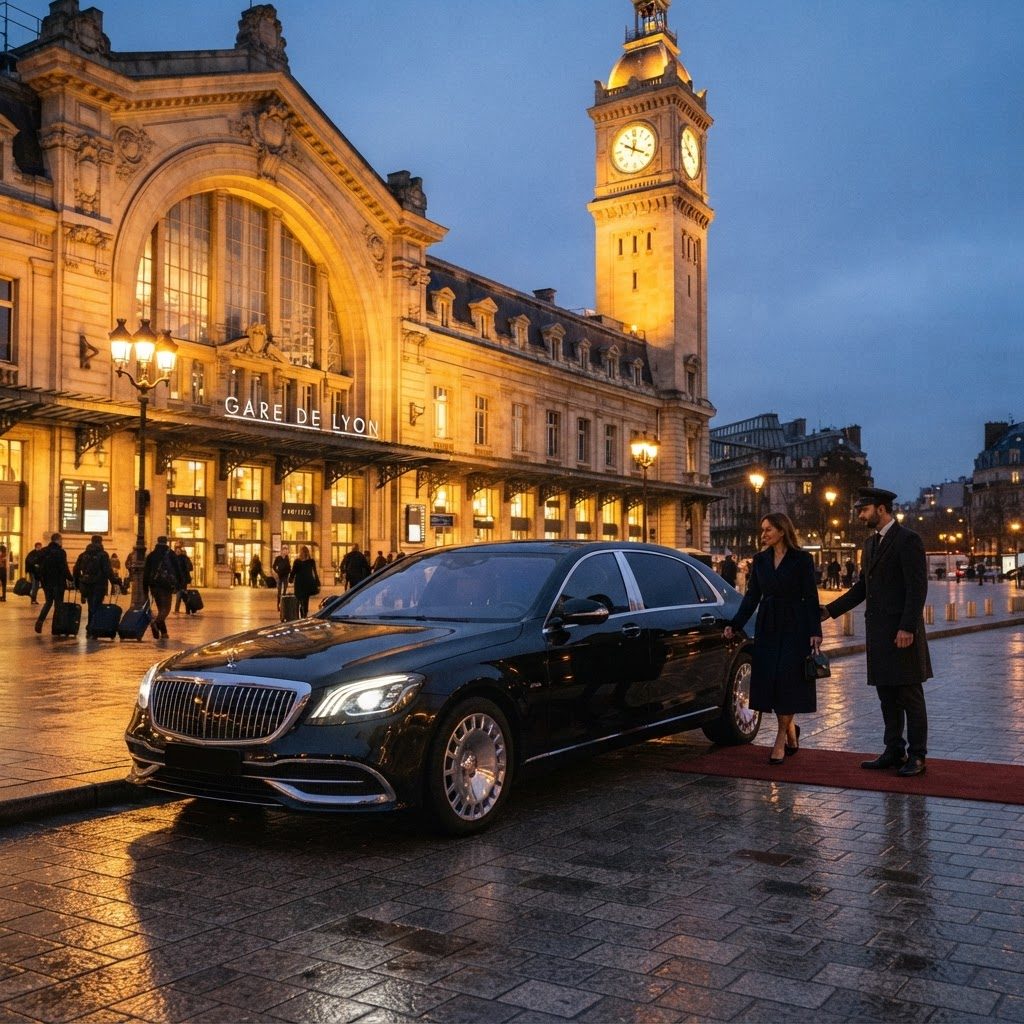 Chaufeur privé devant la gare
